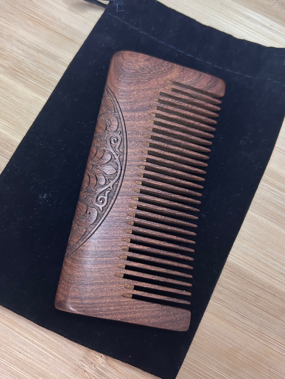 Handmade Natural Ebony Wood Comb 15cm
